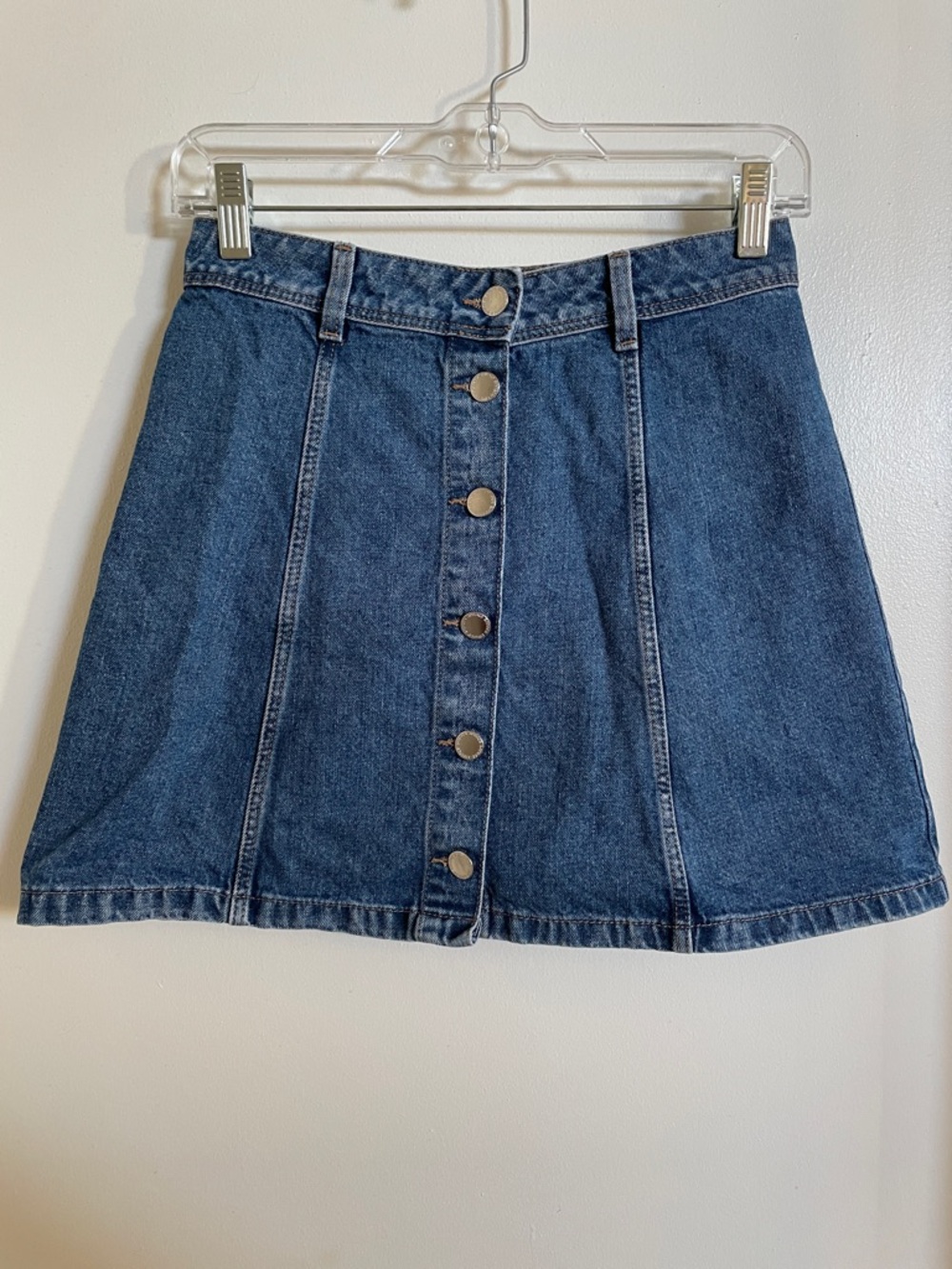 H&M denim mini skirt with buttons (Size 4)
